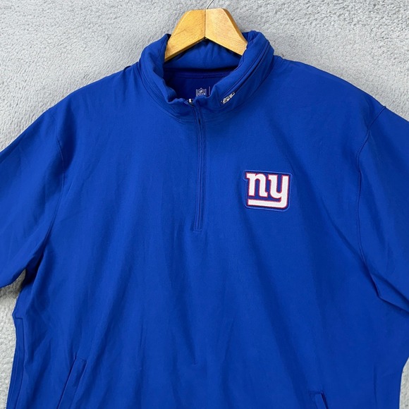 New York Giants Mens Pullover Jacket Large Blue‎ Short Sleeve NFL On Field Nike